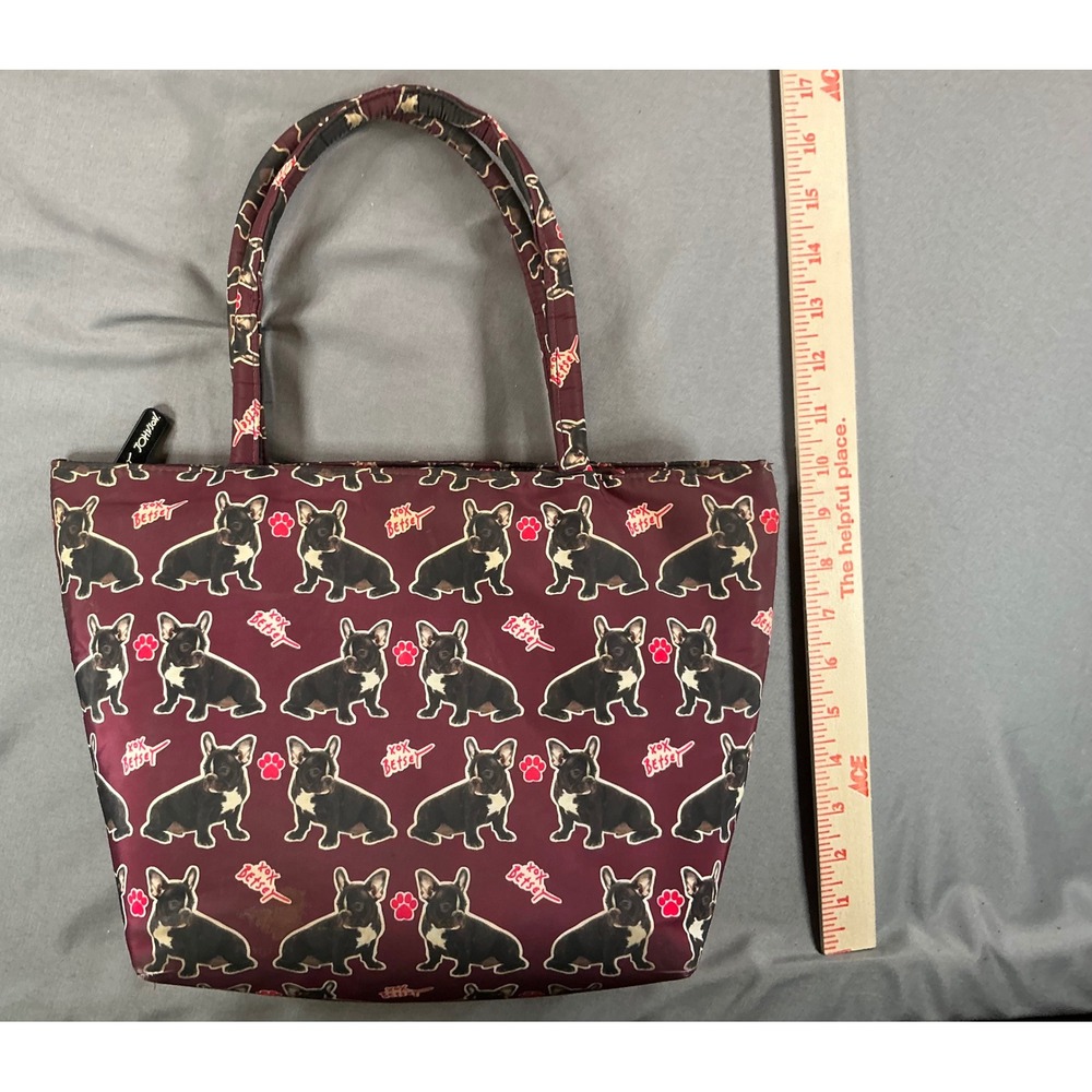 Betsey Johnson Frenchie Bulldog Print Nylon Shoulder Bag